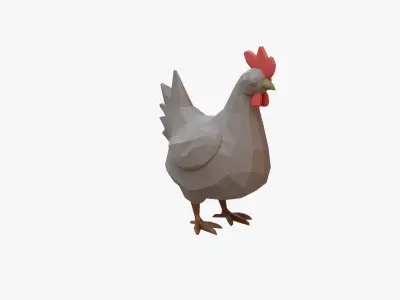 Hen low poly Low-poly 3D model