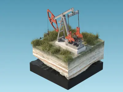 Oil Pumpjack isolated island 3D model