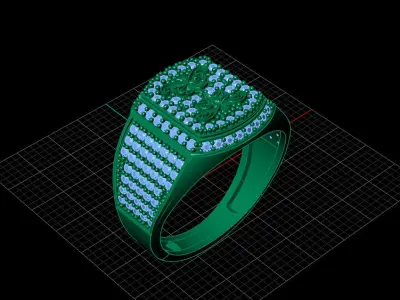 Print Ready STL 3DM  Gents Rings Diamond Men Ring  3D print model 130