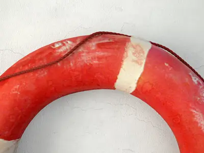 1950s Deep Orange and White Life Preserver 3D model