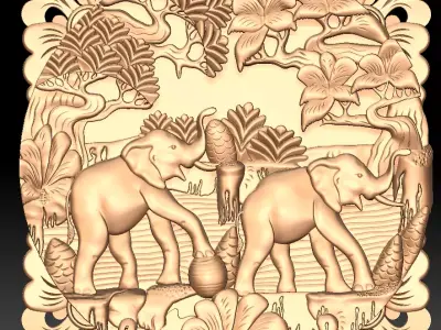 elephant wall pannel 3D print model