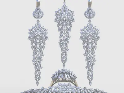 Ring Bracelet Earring and Pendant Set 3D printable model 0031 3D Model Pack