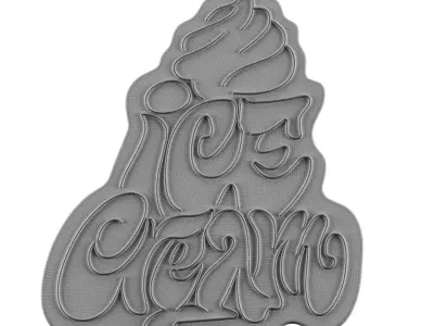 Ice Cream Neon Sign 3D model
