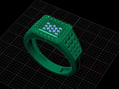 Print Ready STL 3DM  Gents Rings Diamond Men Ring  3D print model 90