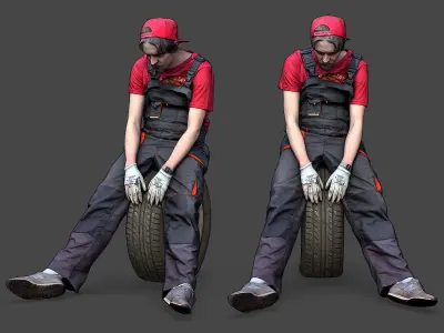 Stylized Car Mechanic Character 3D model