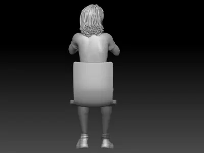 spectator at sports stadium girl 4 3D print model