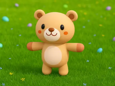 Cute Cartoon Bear 3D model