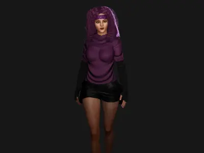 AAA 3D SKINY CURVY BARBIE STREET WEAR-REALISTIC RIGGED CHARACTER Low-poly 3D model