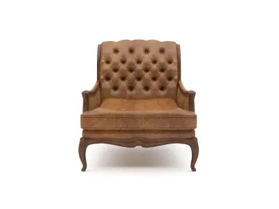 Traditional Style Leather Carved Chair 3d Model 3D model