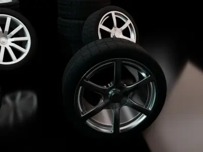 3 Car wheel pack Low-poly 3D model