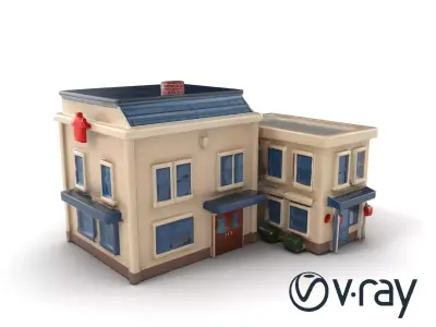 Whimsical Hospital Building model pack Low-poly 3D model