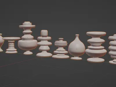 Set of decorative pot base mesh 3D print model