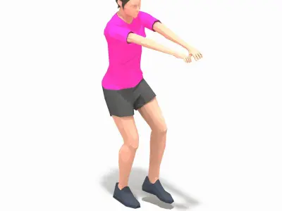 pistol squats Exercise Woman Animation Low-poly 3D model