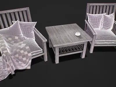Furniture group 3d model Low-poly 3D model