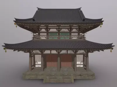 Chinese traditional architecture Low-poly 3D model
