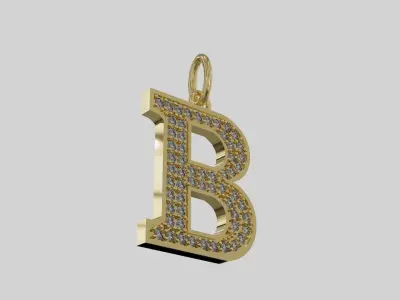 Letter pendant B with diamond  3D print model