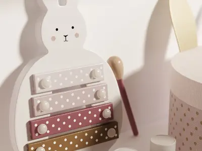 Jabadabado Bunny Wooden Toys Decoration and Storage for kids 3D model