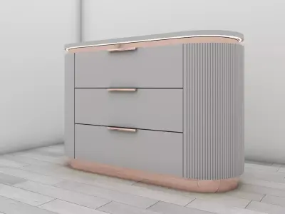 Modern Luxury Drawer Cabinet Gold And Copper Variants 3D Model Low-poly 3D model