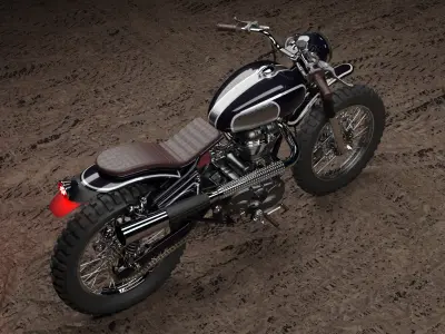 Custom Royal Enfield Scrambler Low-poly 3D model