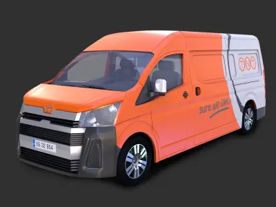 toyota hiace van - Ambulance - taxi - Post - police 3D model