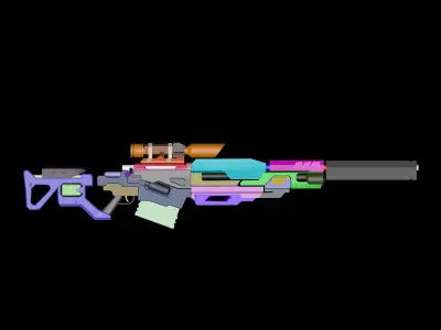 Sci-Fi Sniper Rifle  Low-poly 3D model