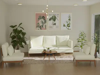 Modern Minimalist Living Room Interior Scenes 3D model