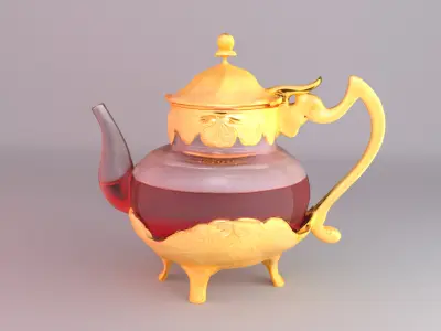 Arabian Royal Teapot Luxury Gold Glass Kettle 3D model