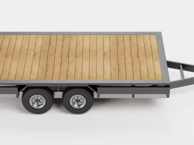 Utility Trailer V4 - Compact Drop Deck Vehicle Base Low-poly 3D model