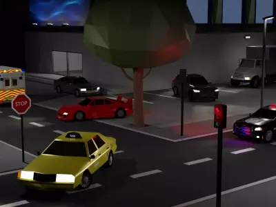 Rigged Low Poly Car Collection Low-poly 3D model