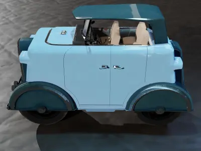 Stylized Vintage Car Low-poly 3D model