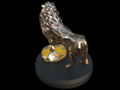 Steampunk Lion Rock Low-poly 3D model