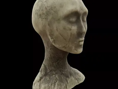 Woman stone bust Low-poly 3D model