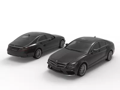 Mercedes Matte Black Car 3d Model 3D model