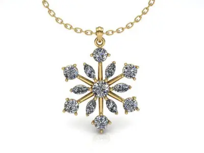 Diamond snowflake pendant 3D print model