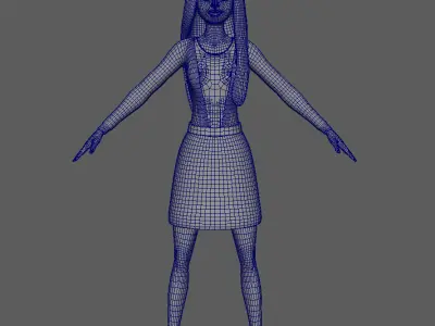 Stylized Low Poly Girl Character Game Ready 3D Model Low-poly 3D model