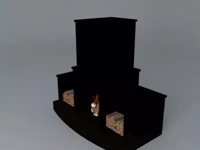 Fireplace with wood boxes Free 3D model
