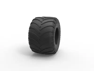 Monster Jam tire 2 Scale 1 to 25 3D print model