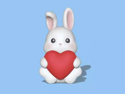 A cute Bunny Heart to Valentine day 3D print model