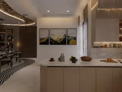 Luxury Living  Kitchen Interior  Low-poly 3D model