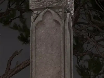 Gothic Column With Tracery  3D model