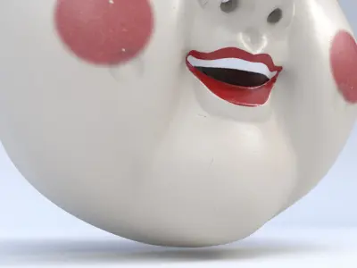 Japanese Okame - Otafuku Noh mask Low-poly 3D model