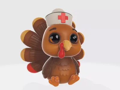 Cute Nurse Turkey Figurine Thanksgiving Nurse 3D print model
