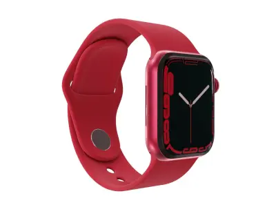 Apple Watch 7 - Red Aluminium Case with Sport Band Low-poly 3D model