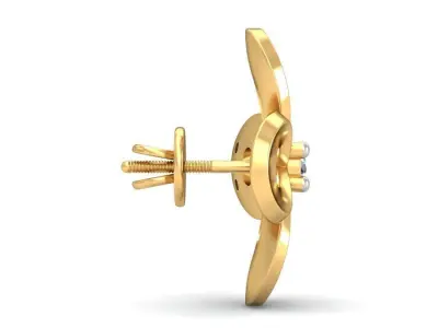 Earring 3dm STL OBJ FBX Render Details gold flower pendant wi... 3D print model