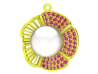 Luxury Diamond and Pearl Pendant 3D Model A4706 3D print model