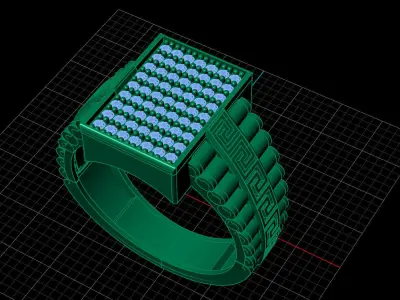 Print Ready STL 3DM  Gents Rings Diamond Men Ring  3D print model 58