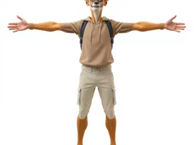 Animated Character DogHuman Hybrid Model Pack Low-poly 3D model