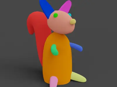 Wooden Squirrel Toy with Three Various Textures Set Low-poly 3D model