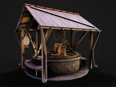 Stone well Low-poly 3D model