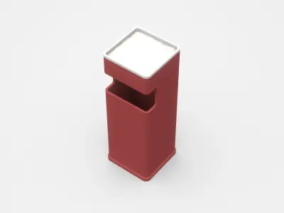 Red Rectangular Trash Bin With White Top 3D model